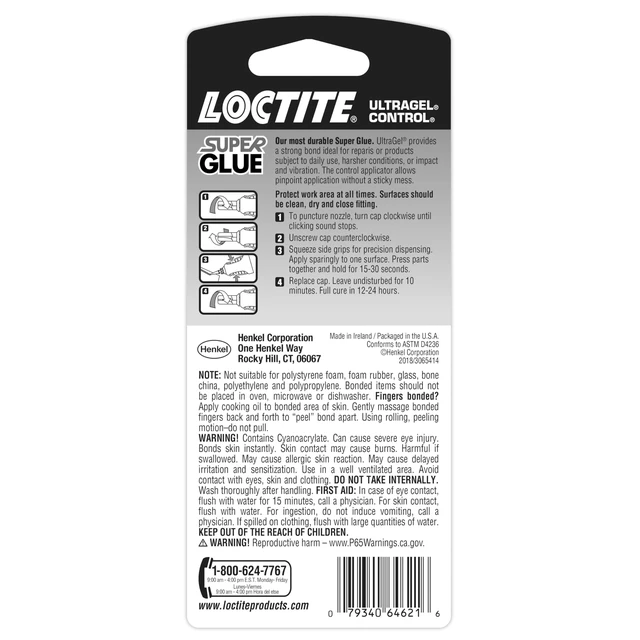 Alt view image 3 of 5 - Loctite Super Glue Ultra Gel Control, Clear, 0.14 fl oz Bottle, 1 Pack - Superglue for Plastic, Wood, Metal, Crafts & Repair, Cyanoacrylate Adhesive Instant Glue, Quick Dry