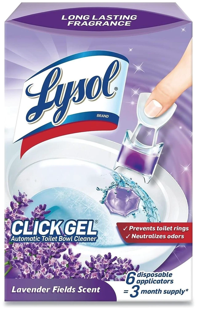 Main image of Lysol Click Gel Toilet Bowl Cleaner, Gel Stamp, Lavender, 6 Count