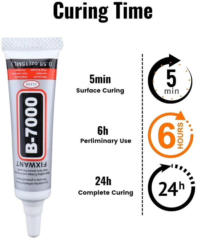 Alt view image 5 of 6 - B-7000 Clear Glue for Rhinestones Crafts, Clothes Shoes Fabric, B7000 High Viscosity Glues for Cell Phone Screen Repair Jewelry Stone Metal Nail Art Glass (2x15ML/ 0.5fl.oz)