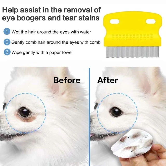 Alt view image 4 of 6 - Fine Tooth Pet Comb - 3 Pack Tear Stain Remover for Dogs & Cats to Remove Fleas, Ticks, Dandruff, Tangles & Knots