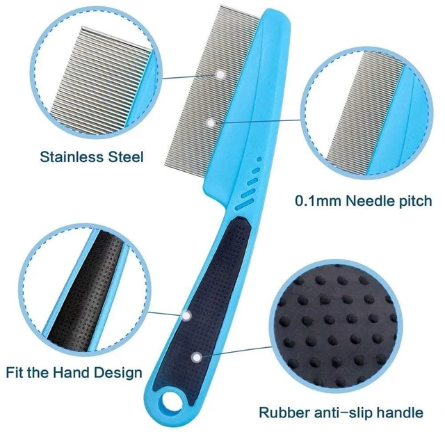 Alt view image 5 of 6 - Fine Tooth Pet Comb - 3 Pack Tear Stain Remover for Dogs & Cats to Remove Fleas, Ticks, Dandruff, Tangles & Knots