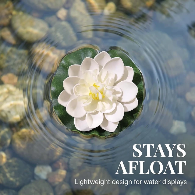 Alt view image 3 of 5 - Jinshining White Artificial Floating Foam Lotus Flower with Water Lilys Pad Ornanments,Lifelikes Fake Lotus Flowers for Patio Pond Pool Fish Tank Aquarium Home Garden Wedding Party,Outdoor Décor