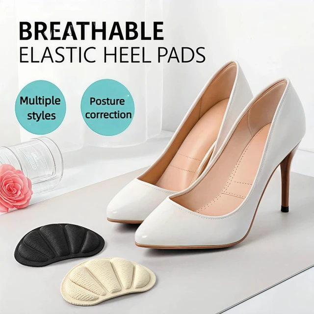 Alt view image 6 of 7 - Back of Heel Cushion Inserts, Mesh Self-Adhesive Grips Pads, Reusable Adhesive Heel Guards Liners for Boots, Loose Shoes Too Big, Improve Shoe Fit for Women Men 8 Pcs - Black