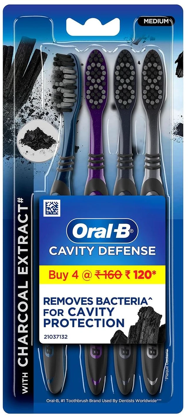 Main image of Oral-B Cavity Defense 123 Black Toothbrush Medium (Pack of 4)