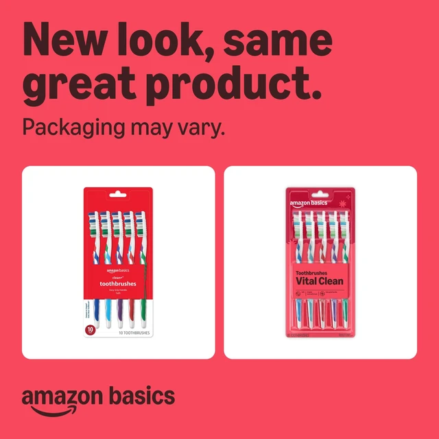 Alt view image 2 of 5 - Amazon Basics Clean Plus Toothbrushes, Soft, Full, 10 Count, 1 Pack, Packaging May Vary