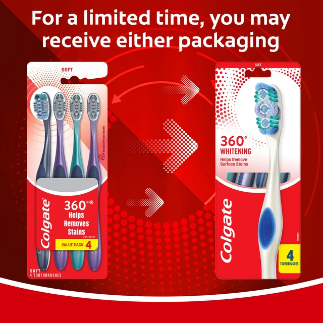 Alt view image 5 of 6 - Colgate 360 Adult Whitening Toothbrushes, Soft, 4 Pack