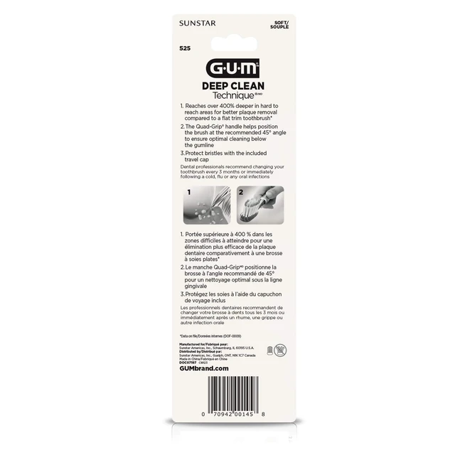 Alt view image 2 of 6 - GUM Technique Deep Clean Toothbrush - Compact Head - Soft Toothbrushes for Adults with Sensitive Soft Bristles, 3 Count