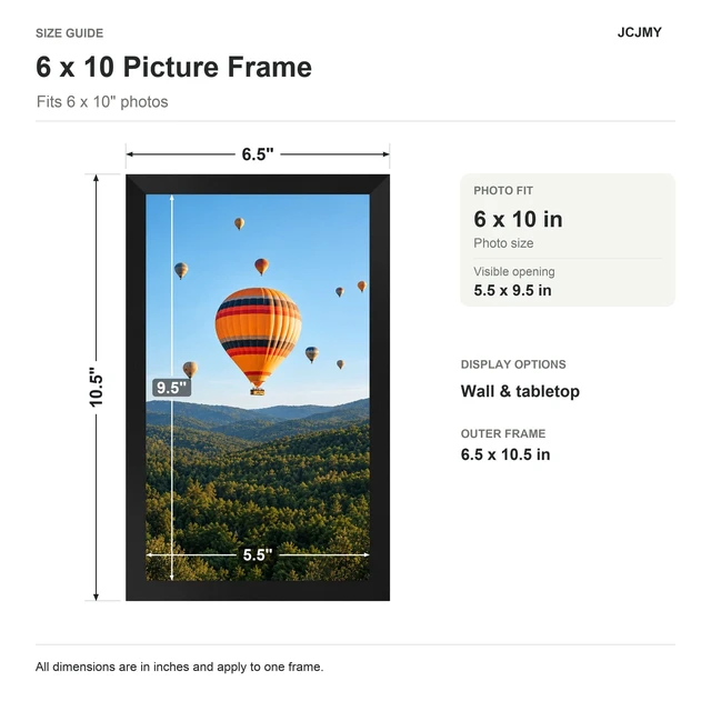 Alt view image 3 of 7 - JCJMY 6x10 Picture Frame for Wall or Tabletop Display, Black