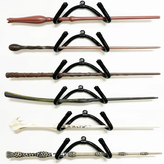 Main image of Pmsanzay 6 Pack Universal Mini Adjustable Wall-Mounted Wizard Wand Display Stand Shelf Wood Magic Wand Holder - Strong & Flexible so they fit every different shape and size.- No wand