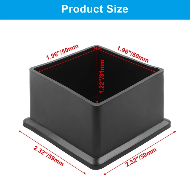 Alt view image 2 of 5 - BokWin Chair Leg Caps 2 Inch*2 Inch Square 4 Pcs Black