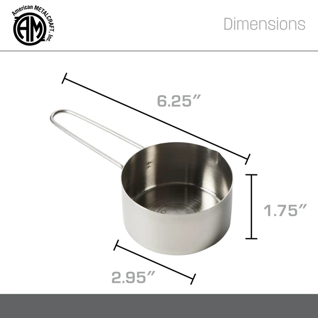 Alt view image 3 of 6 - American METALCRAFT, Inc. MCW75 3/4 Stainless Steel Measuring Cup, 3/4-Cup, Silver, 1 Count (Pack of 1)