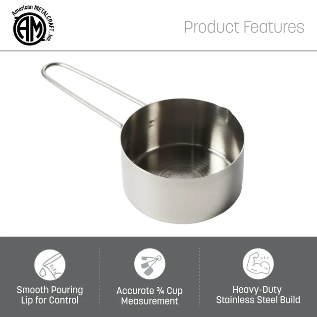 Alt view image 4 of 6 - American METALCRAFT, Inc. MCW75 3/4 Stainless Steel Measuring Cup, 3/4-Cup, Silver, 1 Count (Pack of 1)
