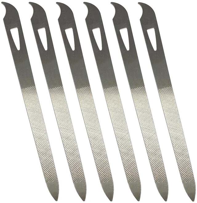 Main image of Nail Files for Natural Nails (6 Pack), Metal Nail File 5.5 Stainless Steel Thin Durable Nail Filer with Curved Sharp Pointed Tip Double Sided Manicure Pedicure Toenails Tools