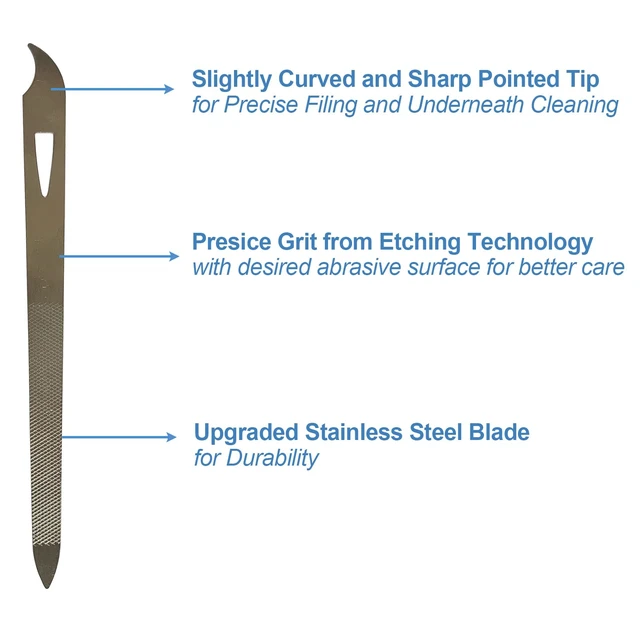 Alt view image 3 of 7 - Nail Files for Natural Nails (6 Pack), Metal Nail File 5.5 Stainless Steel Thin Durable Nail Filer with Curved Sharp Pointed Tip Double Sided Manicure Pedicure Toenails Tools