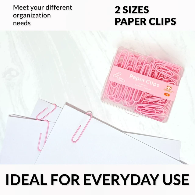 Alt view image 2 of 6 - NEEWAY Colorful Paper Clips Assorted Sizes, Small and Large Paper Clips, 70 Count (Light Pink)
