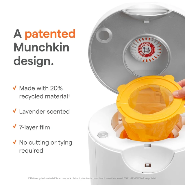 Alt view image 4 of 6 - Munchkin® Arm & Hammer Diaper Pail Snap, Seal & Toss Refill Bags, Holds up to 180 Newborn Diapers, 6 Pack