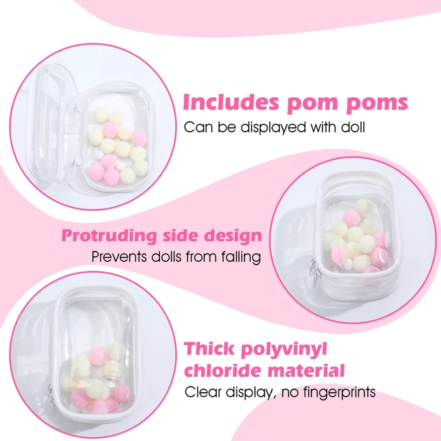 Alt view image 5 of 7 - Clear Figure Display Bag with Keychain, Portable Doll Storage Bag Blind Box Display Case Bags Waterproof Carrying Pouch Keychain for Mini Figure/Doll Collectors