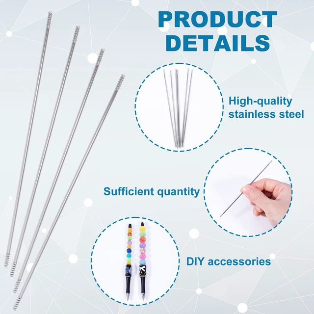 Alt view image 2 of 6 - 50 Pcs Silver Stainless Steel Pen Extenders for Beadable Pens
