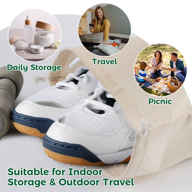 Alt view image 6 of 6 - RAINFLOW Cotton Storage Bags with Drawstrings - Reusable Muslin Produce Bag