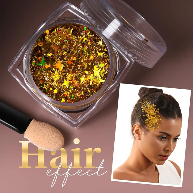 Alt view image 7 of 7 - Teenitor Face Glitter Body Glitter, Gold Body Glitter Gel, Hair Glitter Gel, 6 Shapes Rave Glitter, Festival Makeup Glitters Gel, Chunky Sparkling Glitter Gel for Face, Body, Hair