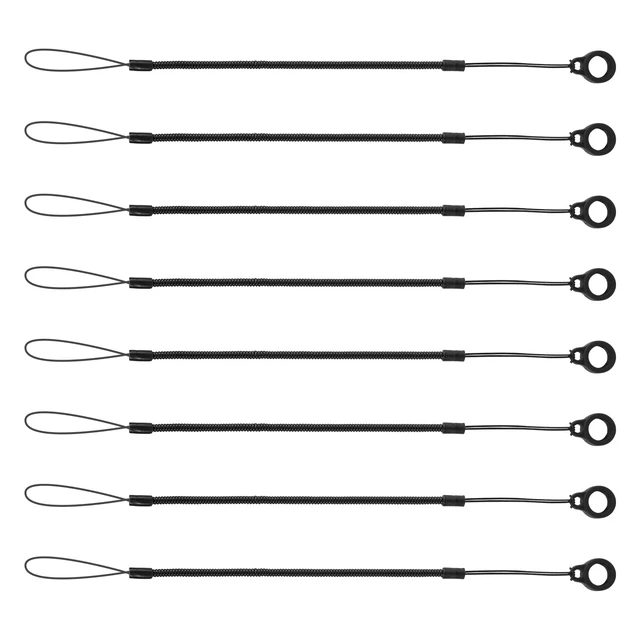 Main image of BOXOB 8pcs Elastic Tether Lanyard, 9.8 Inch Pen Leash Anti-Lose Stylus Tether Retractable Spring Coil Strap Stylus Lanyard Cord for Tether Drawing Pen to Tablet Touchscreen (Black)