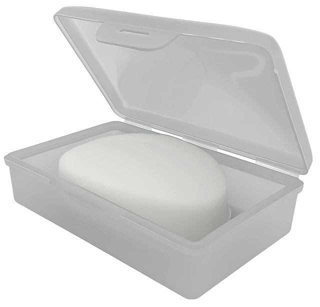Alt view image 3 of 6 - American Comb Travel Soap Box with lid - Clear White - Perfect for Traveling, Gym, or Storage. Made in The USA.