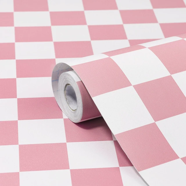 Main image of Checkered Wallpaper Peel and Stick Pink Mosaic Contact Paper 17.3X120