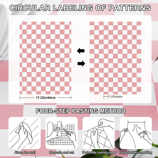 Alt view image 6 of 6 - Checkered Wallpaper Peel and Stick Pink Mosaic Contact Paper 17.3X120