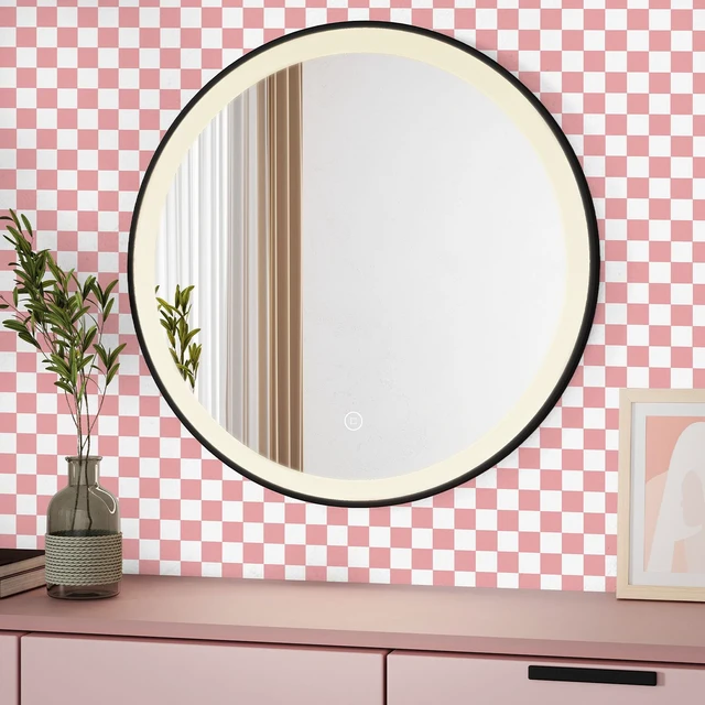 Alt view image 3 of 6 - Checkered Wallpaper Peel and Stick Pink Mosaic Contact Paper 17.3X120