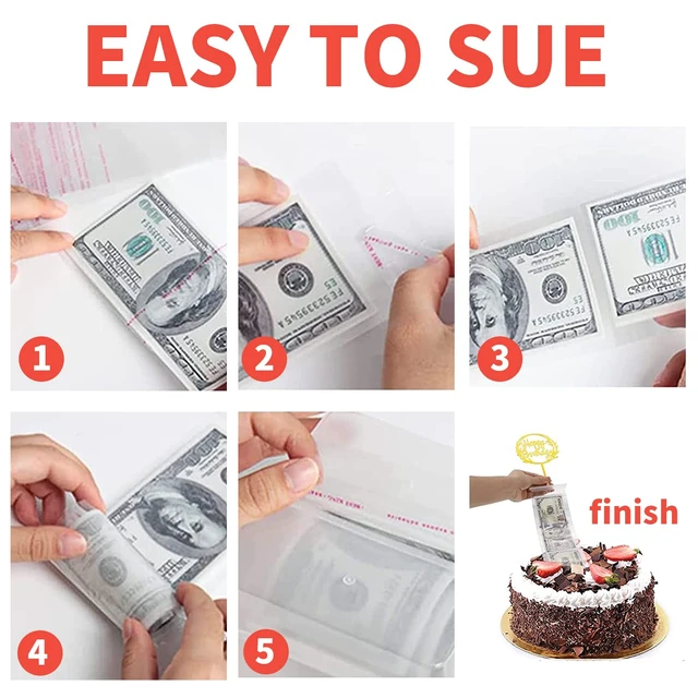 Alt view image 2 of 6 - LOMIMOS 100pcs Cake Money Box Transparent Bag,Resealable Cellophane Adhesive Self-Sealing Clear Plastic Packing Bag for Birthday Wedding Party Decoration,3.1X7.5in
