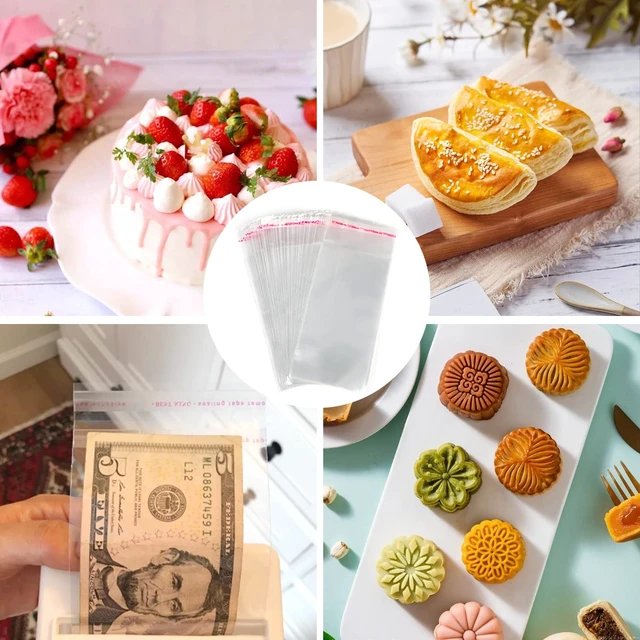 Alt view image 6 of 6 - LOMIMOS 100pcs Cake Money Box Transparent Bag,Resealable Cellophane Adhesive Self-Sealing Clear Plastic Packing Bag for Birthday Wedding Party Decoration,3.1X7.5in