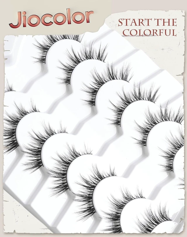 Alt view image 3 of 6 - Natural Lashes That Look Like Extensions Strip Lashes Natural Look Thin Band Wispy Eyelashes 13mm Cat Eye False Eyelashes Foxy Eye Lashes 12 mm 7 Pairs S10