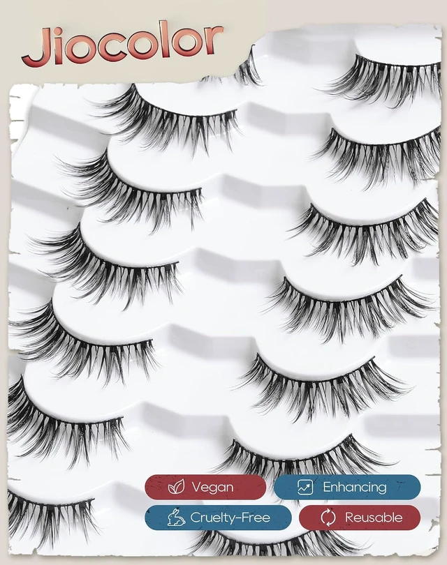 Alt view image 4 of 6 - Natural Lashes That Look Like Extensions Strip Lashes Natural Look Thin Band Wispy Eyelashes 13mm Cat Eye False Eyelashes Foxy Eye Lashes 12 mm 7 Pairs S10