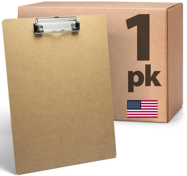 Main image of Officemate Recycled Wood Clipboard, 9 x 12.5-Inches, Low-Profile Rust-Resistant Clip, Hardboard Writing Surface with Retractable Hang Tab, Brown