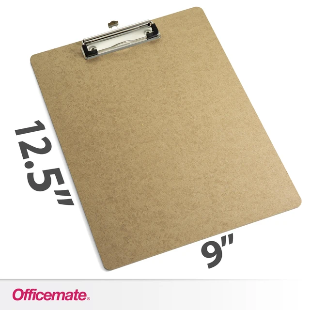 Alt view image 3 of 6 - Officemate Recycled Wood Clipboard, 9 x 12.5-Inches, Low-Profile Rust-Resistant Clip, Hardboard Writing Surface with Retractable Hang Tab, Brown