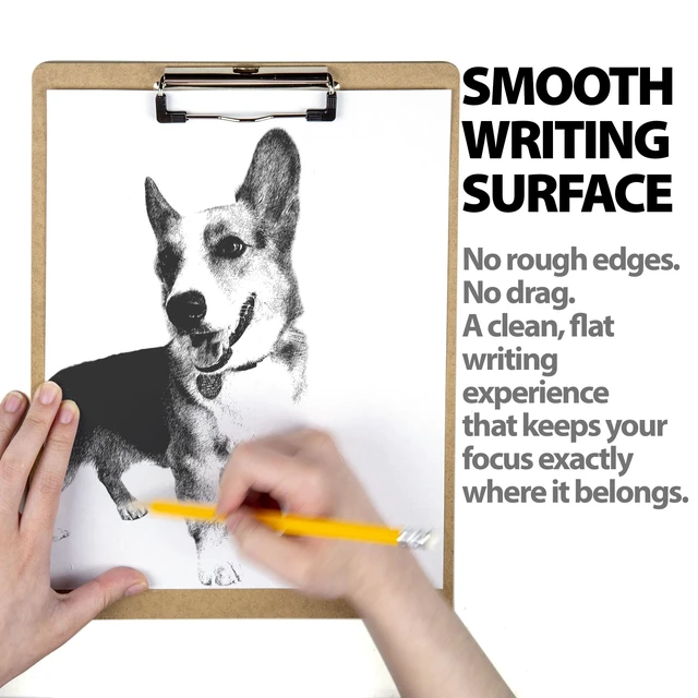 Alt view image 4 of 6 - Officemate Recycled Wood Clipboard, 9 x 12.5-Inches, Low-Profile Rust-Resistant Clip, Hardboard Writing Surface with Retractable Hang Tab, Brown
