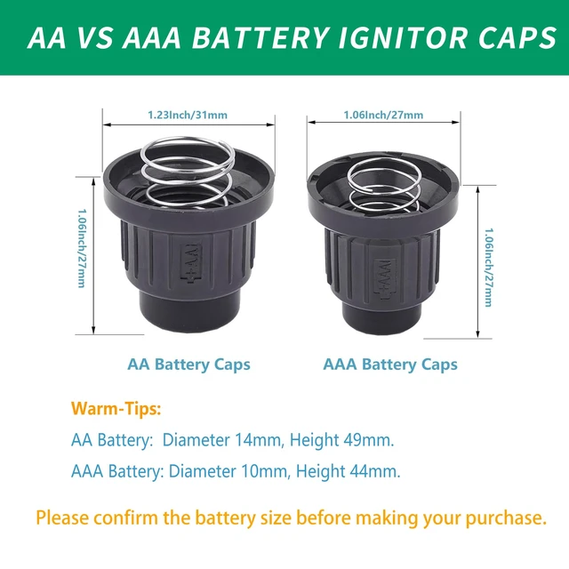 Alt view image 2 of 7 - A.I.FORCE 2Pcs AAA Battery Igniter Caps, Ignitor Push Button with Springs and mounting Thread, Ignition Caps Replacement for Gas Fire Pit, BBQ, Grill, Barbecue Spark Generator