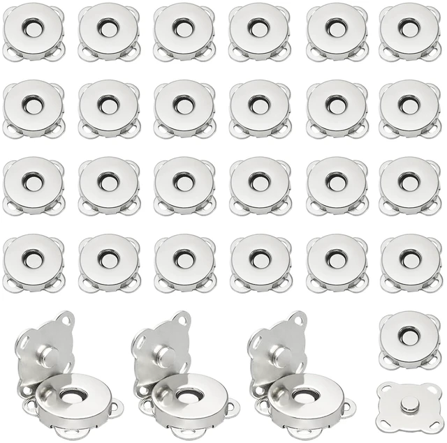 Main image of 30 Sets Magnetic Snap Buttons,14mm Silver Magnetic Button for Clothes, Bags, Purses,Sewing on Magnetic Snaps for Fabric DIY Craft