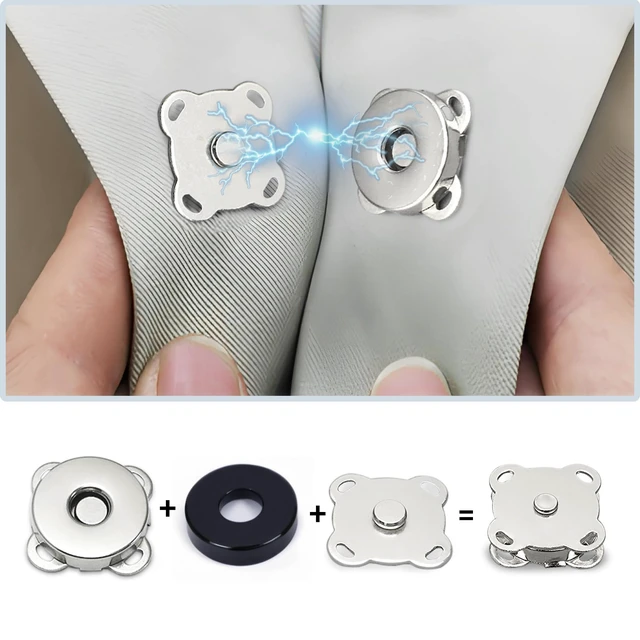 Alt view image 3 of 7 - 30 Sets Magnetic Snap Buttons,14mm Silver Magnetic Button for Clothes, Bags, Purses,Sewing on Magnetic Snaps for Fabric DIY Craft