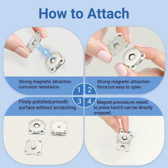 Alt view image 5 of 7 - 30 Sets Magnetic Snap Buttons,14mm Silver Magnetic Button for Clothes, Bags, Purses,Sewing on Magnetic Snaps for Fabric DIY Craft
