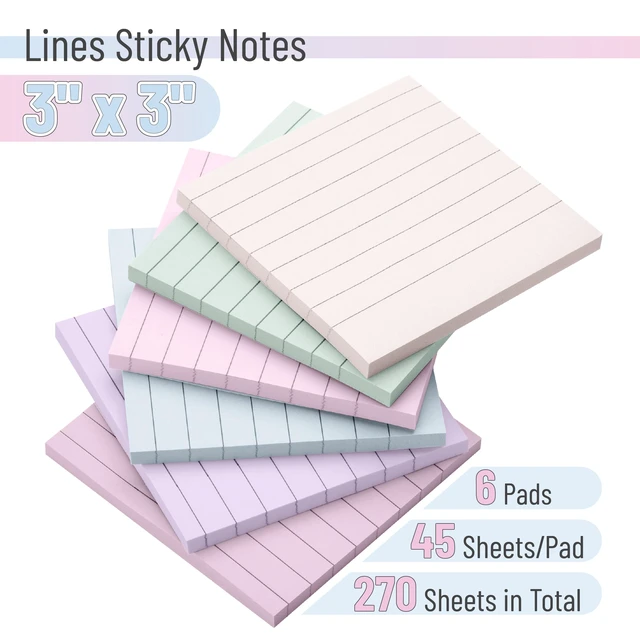 Alt view image 4 of 7 - Mr. Pen- Lined Sticky Notes, 3" x 3", 6 Pads, 45 Sheets/Pad