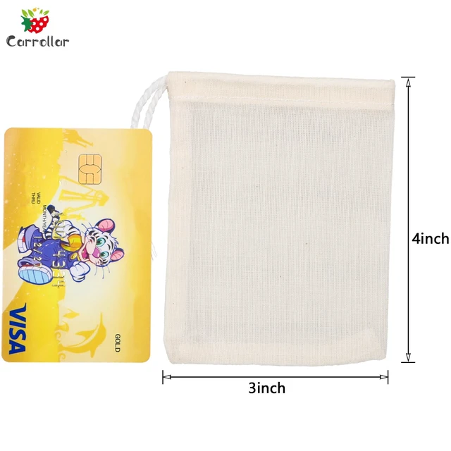 Alt view image 6 of 6 - 10Pcs Reusable Tea Filter Bag, Soup, Bone Broth Brew, Spice, Muslin Strainer, Natural Unbleached Cotton Cheesecloth Bags for Cold Brew Coffee (3x4inch)