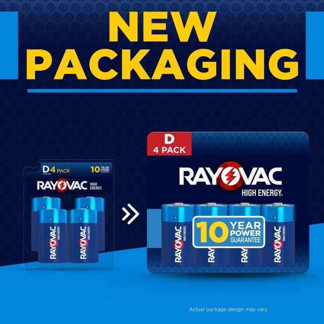 Alt view image 5 of 7 - Rayovac High Energy D Batteries (4 Pack), Alkaline D Cell Batteries