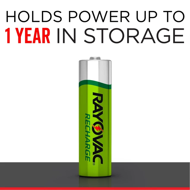 Alt view image 2 of 6 - Rayovac Rechargeable AA Batteries (4 Pack), NiMH Double A Batteries