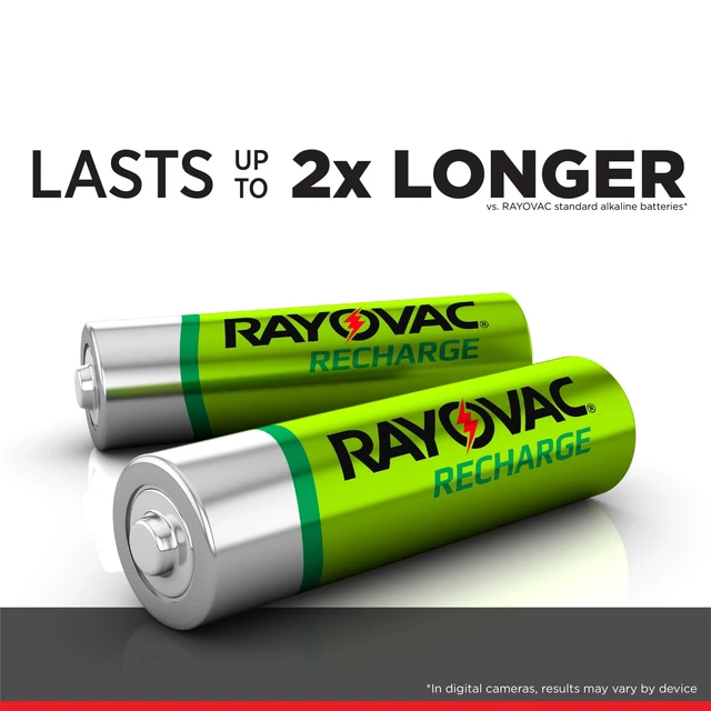 Alt view image 5 of 6 - Rayovac Rechargeable AA Batteries (4 Pack), NiMH Double A Batteries