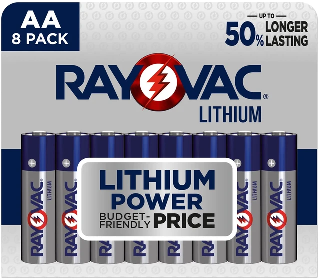 Main image of RAYOVAC 1.5V Lithium AA Batteries (8 Pack), Double A Batteries
