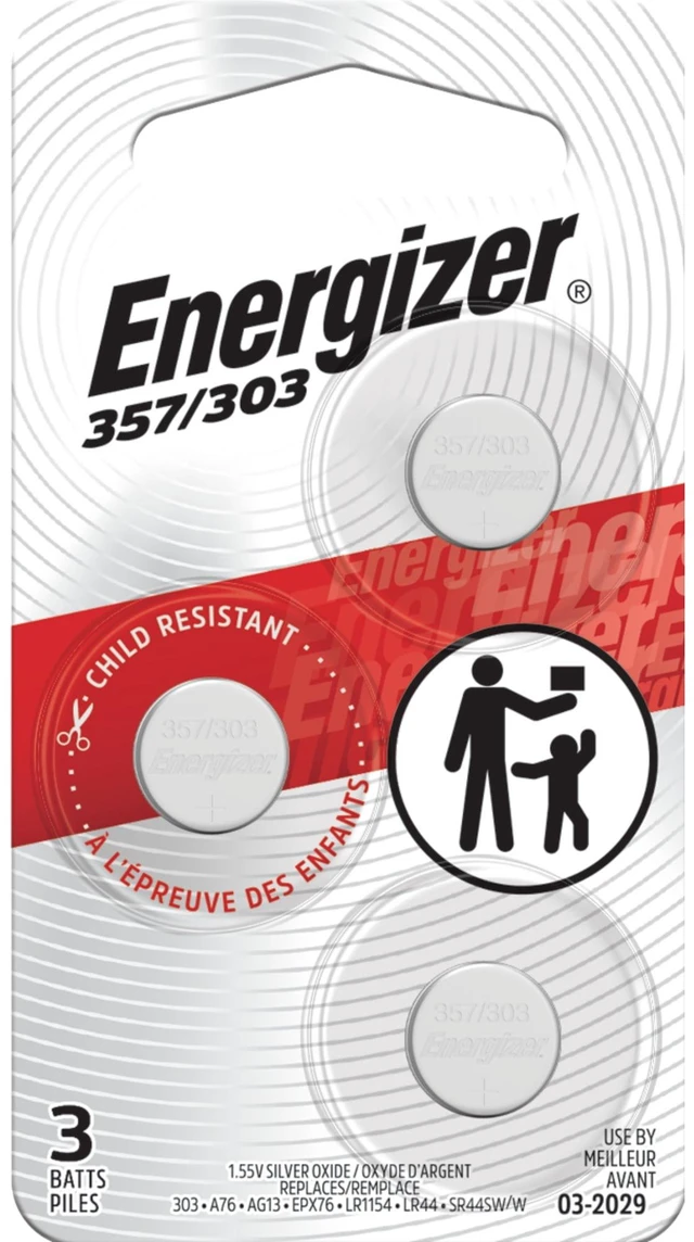 Main image of Energizer 357 / 303 Button Cell Batteries 3 Pack - Replaces AG13 SR44 A76 LR44