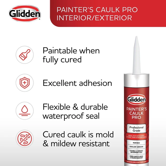 Alt view image 2 of 5 - (2 pack) Glidden 10.1 fl oz Painter's Multi-Purpose Interior/Exterior Caulk Pro, Clear