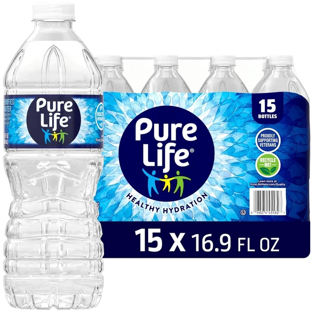 Main image of Pure Life Purified Bottled Water - 15 Pack, 16.9 Fl Oz