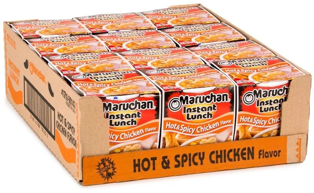 Main image of Maruchan Instant Lunch Ramen Noodles, Hot & Spicy Chicken Flavor Japanese-Style Instant Noodle Soup, Easy Meal Ready in 3 Minutes 2.25 Oz. (12 Pack)